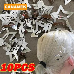【CANAMEK】 10pcs Star Hair Clips Snap Hair Barrettes Non Slip Five Pointed Star Hair Accessories for Girls Women Y2K Metal Hair Clips