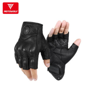 Sarung Tangan Motor Kulit Motowolf Half Finger Leather Premium