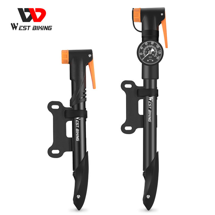 WEST BIKING 130Psi Pompa da bicicletta portatile con manometro Presta Schrader Pompa con valvola per palla da strada MTB Pneumatico da bici Pompa da ciclismo 18 WEST BIKING 130Psi Pompa da bicicletta portatile con manometro Presta Schrader Pompa con valvola per palla da strada MTB Pneumatico da bici Pompa da ciclismo 18