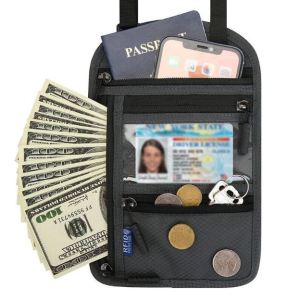 [READY STOCK]Neck Wallet RFID Blocking Passport Holder Wallet Waterproof Multifunctional Security Travel Neck Pouch