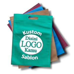 50 pcs | Custom Sablon / Cetak Logo Tas Kain Spunbond Goodie Bag Untuk Kantong Belanja / Souvenir