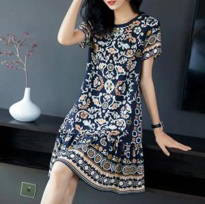 Dress women  popular summer mid-length temperament floral skirt
