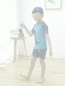 GloryStar 3Pcs/set Boy Kid Split Swimsuit Tops + Shorts + Hat Short Sleeve Cartoon Surfing Swimwear for 3-13Y