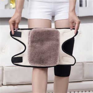SJJL 1PC Có thể điều chỉnh Đệm đầu gối ấm áp mùa đông Nhiệt Lông thú dày dặn Hỗ trợ đầu gối  Chống lạnh Bảo vệ đầu gối Nam Nữ