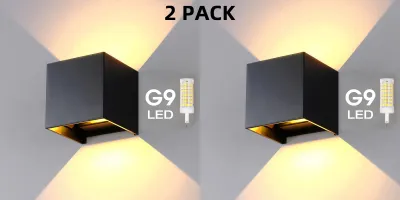 Modern LED Wall Sconces Lamp Waterproof IP65 Aluminum LED Wall Lighting Up and Down Outdoor Indoor Square G9 Replaceable Bulb for Entrance Living Room Bedroom Hallway Decor