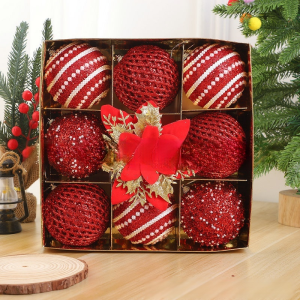 9-Piece Colorful Decorative Christmas Ball Set for Festive Atmosphere Office Holiday Decor Shiny Tree Hangers Exquisite Material Rich Texture Spectacular Decoration Effects