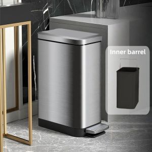 18/20L Multi-gauge stainless steel narrow trash can with plastic bucket inside Household Pedal Bin Trash Can Mute Stainless Steel Kitchen Garbage bin