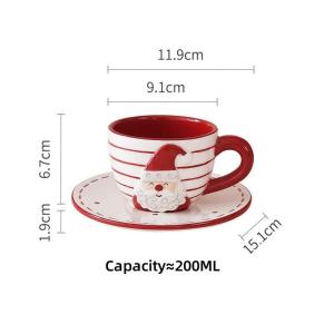 ชุดน้ำชาเซรามิกสำหรับชุดชายามบ่ายและจานรองแก้วตกแต่งคริสต์มาสคริสต์มาส OMK