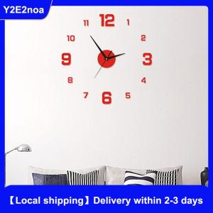 【Local shipping】 DIY Wall Clock For Home Office Frameless Modern 3D Wall Clock Mirror Stickers Hotel Room Design School Decoration