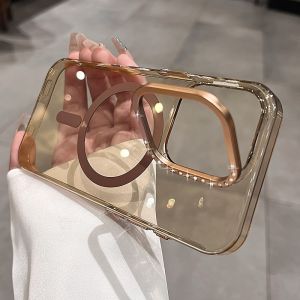 Fold Lens Stand Transparent for Magsafe Case For iPhone 16 15 14 Pro Max 16Pro Diamond Transparent PC Cover
