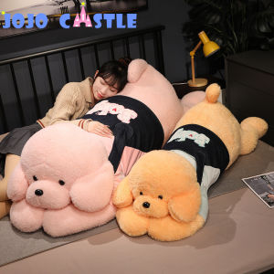 JOJO CASTLE 2025 Lovely Lying Poodle Dog Plush Toy 100CM Stuffed Soft Animals Puppy Sleep Doll 90/110/130/160cm Pillow Bed Cushion Kawaii Birthday Gift for Kids