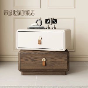 ⚡drawers Storage locker bedside table Rotating Mid-century black Bed side table Cabinet bedroom comfortable home furniture