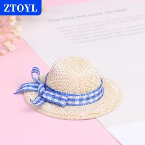 [COD] ZTOYL หมวกตุ๊กตาฟางทอหมวกฟางฝูงหมวกฟางโบว์หมวกฟาง ID 3cm OD 6cm ของเล่นพลาสติก Playhouse ของเล่นบ้านตุ๊กตาเด็ก