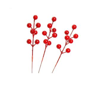 HPVDBP 50Pcs 7 Head Artificial Red Berries Bright Color Reusable Christmas Ornament Beautiful 6.30Inch Fake Flowers Christmas