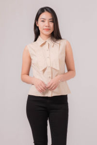 RIMINI - Atasan Wanita Bluss Vintage Tanpa Lengan Berkerah Katun XS-XL - Marvei Top 85784