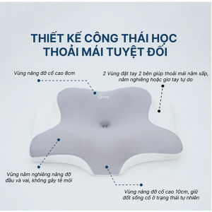 Gối Công Thái Học - Chống Đau Mỏi Cổ Vai Gáy Ngủ Ngáy - Thiết Kế Công Thái Học Nằm Ngửa Và Nằm Nghiêng