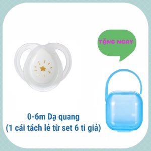 (Tặng hộp đựng) Ti giả ty ngậm Tommee Tippee dạ quang cho bé 0-6m 6-18m