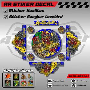 Stiker Tebok Lovebird Motif Barong Bali - Sticker Decal Sangkar Burung Love bird AR-006