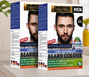 Indus Valley Mens 100% Botanical Beard Dye Hypoallergenic Dark Brown for Sensitive Skin No Chemical Irritation