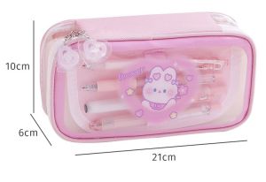 กระเป๋าดินสอ ปากกา แบบใส แต่งซิป กันน้ํา ขนาดใหญ่ จุของได้เยอะ ลายการ์ตูนน่ารัก สําหรับนักเรียน B107