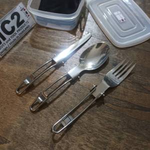 MC2THAILAND ช้อม ส้อม มีด พับได้ สเตนเลสสตีล Camping Tools เครื่องครัว แค้มป์ #campingtoolstec40
