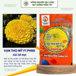 Gói 50 Hạt Vạn Thọ Mỹ F1 PH59 – Vàng Chanh Nhụy Xanh Cổ Lùn