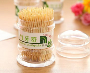 Bamboo Toothpick Disposable Natural Toothpicks Fruit Single Sharp Tooth Sticks 竹制牙签Transparence Round Container