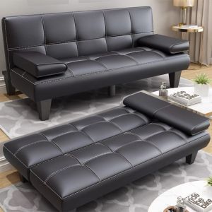 โซฟาเบด โซฟาปรับนอน 3 ระดับ หุ้มหนังเงาพร้อมหมอนหนัง 2 ใบ วัสดุพรีเมียมคุ้มค่าคุ้มราคา