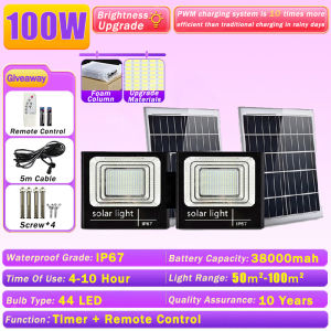 BUY 1 TAKE 1 Solar Light With Solar Panel 20000W Outdoor Waterproof IP68 Original 606LED 680000mAh Solar Flood Light Garden Lamp Room Night Light Bulb For Courtyard Automatic
