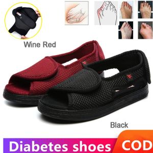 Lesvago Diabetes Sandals Diabetic Footwear Swollen Feet Slippers Adjustable Orthopedic Wide Shoes Open Toe for Diabetic & Edema Elderly Men