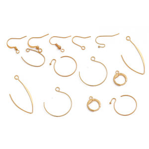 10-20pcs 18K Gold Earring Components Hooks Round French Hook Ear Wire Findings for DIY Earring Jewelry Findings Making Accessories