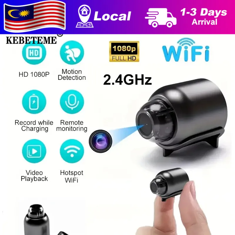 (Local Seller)KEBETEME Mini Camera Wireless WIFI HD 1080P Night Vision Camera Connected Mobile Phone Smart Home Security