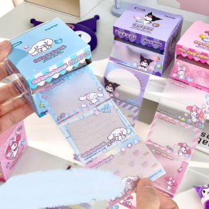 Sanrio New Kuromi My Melody Cinnamoroll Sticky Notes Transparent Frosted Paste Student Boxed Notes Message Paper Anime Cartoon