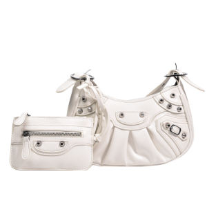 Korean leather Shoulder Bag New Design Handy bag for women Rivet Crescent High quality Simple Texture sling Bag