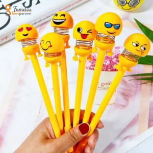 Pulpen Spring Karakter Emoji / Bolpoint Per Goyang Karakter Emoji Lucu 1 Pcs Random