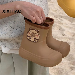 XIXITIAO Childrens Cute Rain Boots ins Cute Capybara Water Buffalo Rubber Shoes for Boys and Girls Comfortable Waterproof Rain Boots for Outdoor Wear