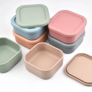 GAOSU ง่ายๆ กล่องอาหารกลางวันซิลิโคน พร้อมฝาปิด ไมโครเวฟในไมโครเวฟ ชามเก็บสด เครื่องใช้บนโต๊ะอาหาร ทันสมัยและทันสมัย กล่องอาหารกลางวันแบบพกพา บ้านในบ้าน