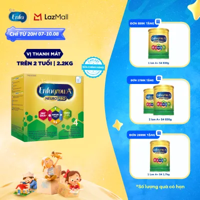[CHỈ TỪ 20H 07/08-10/08 MUA LÀ CÓ QUÀ] Sữa bột Enfagrow A+ NeuroPro 4 2.2kg với DHA giúp phát triển não bộ cho trẻ từ 2-6 tuổi