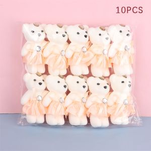 LONGB 10Pcs/Set Cartoon Bear Doll Cute Soft Bear Bouquet Accessories Durable Mini Bag Pendant Doll Graduation Valentines Day