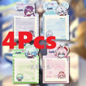 4Pcs/Pack NeiKos496 Anaxagoras EleOs252 ApoRia432 Cute Anime Memo Pad 60 Sheets High Adhesive Reusable Student Stationery Gift Kawaii Notes