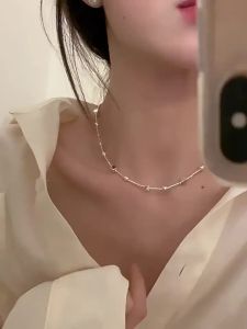 VENTFILLE 925 Sterling Silver Bead Geometry Necklace for Women Girl Korean Design Versatile Choker Jewelry Dropship Wholesale