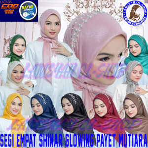 HIJAB SEGI EMPAT SHINAR PAYET MUTIARA / KERUDUNG PESTA SEGI EMPAT SHINAR PAYET MUTIARA / JILBAB SEEGI EMPAT SINAR PAYET MUTIARA TERBARU