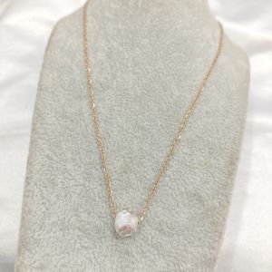 Kalung Titanium Wanita Bola Kristal Susu Simple Korean Style Aksesoris Fashion Anti Karat