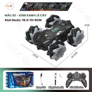Xe điều khiển từ xa STK NO 8056 xoay 360 độ âm thanh ánh sáng đèn led 4 bánh tay cầm phát sáng