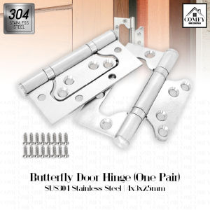(2PCS/SET) 4X3X2.5mm Thick SUS-304D Stainless Steel Cabinet Door Hinge Butterfly Hinges Heavy Duty