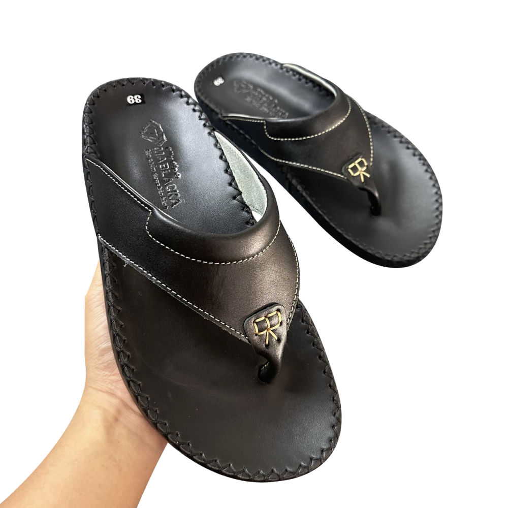 Mens Slippers Tian Ân D81 Fingerprint Cow Leather Material Fashion Style Personality. 