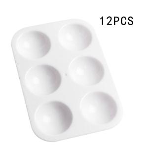 12Pcs Palettes White 6 Well Rectangular Watercolor Palette Painting Tray
