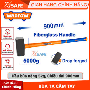 Búa tạ 5kg 900mm WADFOW WHM2350 trọng lượng đầu búa 5kg chất liệu thép carbon 45 # đầu búa được rèn thả chịu nhiệt Tay cầm nhựa sợi thủy tinhchính hãng