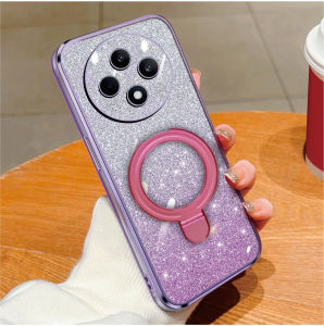 Casing Magsafe Oppo Reno 12F 12 5G 12 Pro 5G Luxury Gliter Premium TPU Ring Magnetic Soft Case