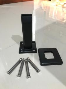 SPIGOT KACA 18 CM BLACK HITAM TIANG RAILING BRAKET KAKI JEPIT SOLID STAINLESS STEEL 304